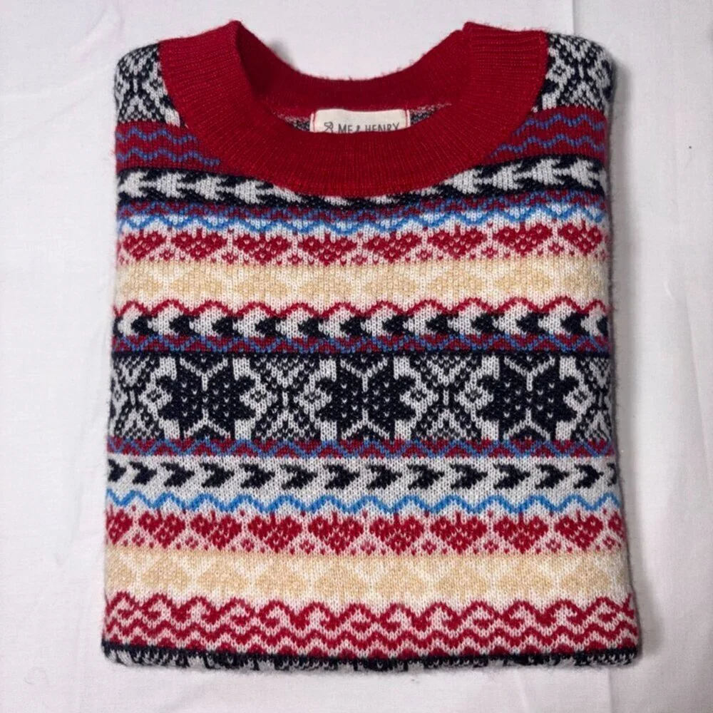 NWOT Me & Henry Kids' Christmas Holiday Winter Sweater Crew Neck Not Itchy! 6/7Y